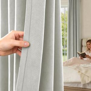 jinchan Blackout Curtains for Living Room Grey Chenille Bedroom Curtains 96 Inches Long Thermal Insulated Drapery Noise Reduction Room Darkening Drapes for Patio Doors Dining Room Windows 2 Panles