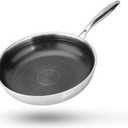 RisenutX Hybrid 8 inch Stainless Steel Non Stick Skillet,Frying Pans Nonstick, PFOA Free Cookware, Dishwasher and Oven Safe, Induction Compatible
