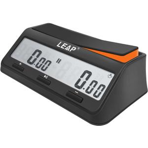 LEAP Chess Clock Digital Chess Timer Advanced for Board Game and Chess Timer with Bonus & Delay Count Down up Alarm Black/Orange