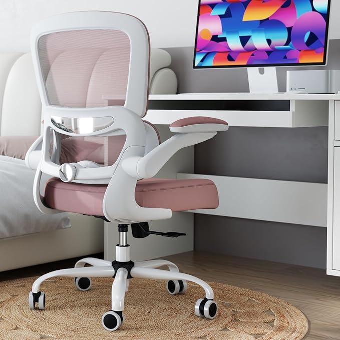 TRALT Office Chair - Ergonomic Desk Chair with Adjustable Lumbar Support, Mesh Computer Chair, Executive Chairs for Home Office Comfortable Lumbar Support , Pink 