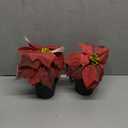 2 Pack Poinsettias Artificial Christmas Flowers Small Red Poinsettia Plant Artificial 9 Inch Faux Winter Flowers for Porch Home Garden Decorations Indoor Outdoor Xmas Ornament
