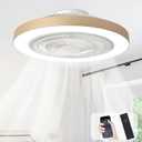 Depuley LED Ceiling Fan with Light: 19" Modern Flush Mount Low Profile Ceiling Fans with Remote & Smart APP Control - Gold Bladeless Fandelier Dimmable Quiet DC Motor for Bedroom Kids Room 6 Speeds