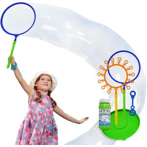 Giant Bubble Wand Set for Kids and Adults with Concentrated Refill, Fun Outdoor and Indoor Activity for Girls, Boys, Toddlers and Children to Enjoy