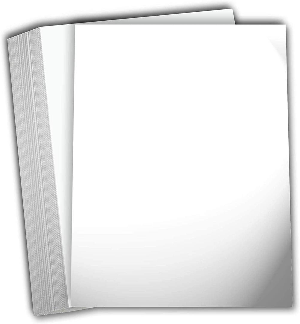 Hamilco White Glossy Cardstock Paper 8.5x11-100lb Cover Heavyweight Card Stock for Laser Printers, Crafts, Invitations, Photo Cards & Brochures (50 Sheets)