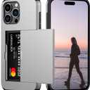 Nvollnoe Compatible with iPhone 15 Pro Max Case with Card Holder Heavy Duty Protective Dual Layer Shockproof Hidden Card Slot Slim Wallet Phone Cover for Women & Men 6.7 inch (Gray)