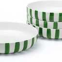 GIROFLIER Junko Pasta Bowls Set of 4, 8.3 inch with High Edge Dish Set-Microwave and Dishwasher Safe, Scratch Resistant, Modern Dinnerware- Bowls for Kitchen. Perfect as Salad Bowls (Forest)
