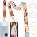 Phone Lanyard Crossbody Wrist Strap, Abstract Art Boho Adjustable Cell Phone Lanyard Wristlet Strap with 2 Tether Tabs for Women Case ID Badges Accessories