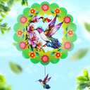 FACIACC Wind Spinners Outdoor,Hummingbird Metal 3D Hanging Garden Decor, 12-inch Stainless Steel Wind Spinner with Tail Spinner, Wind Sculptures for Indoor Patio Lawn Yard, Ornament Gift for Women/Men