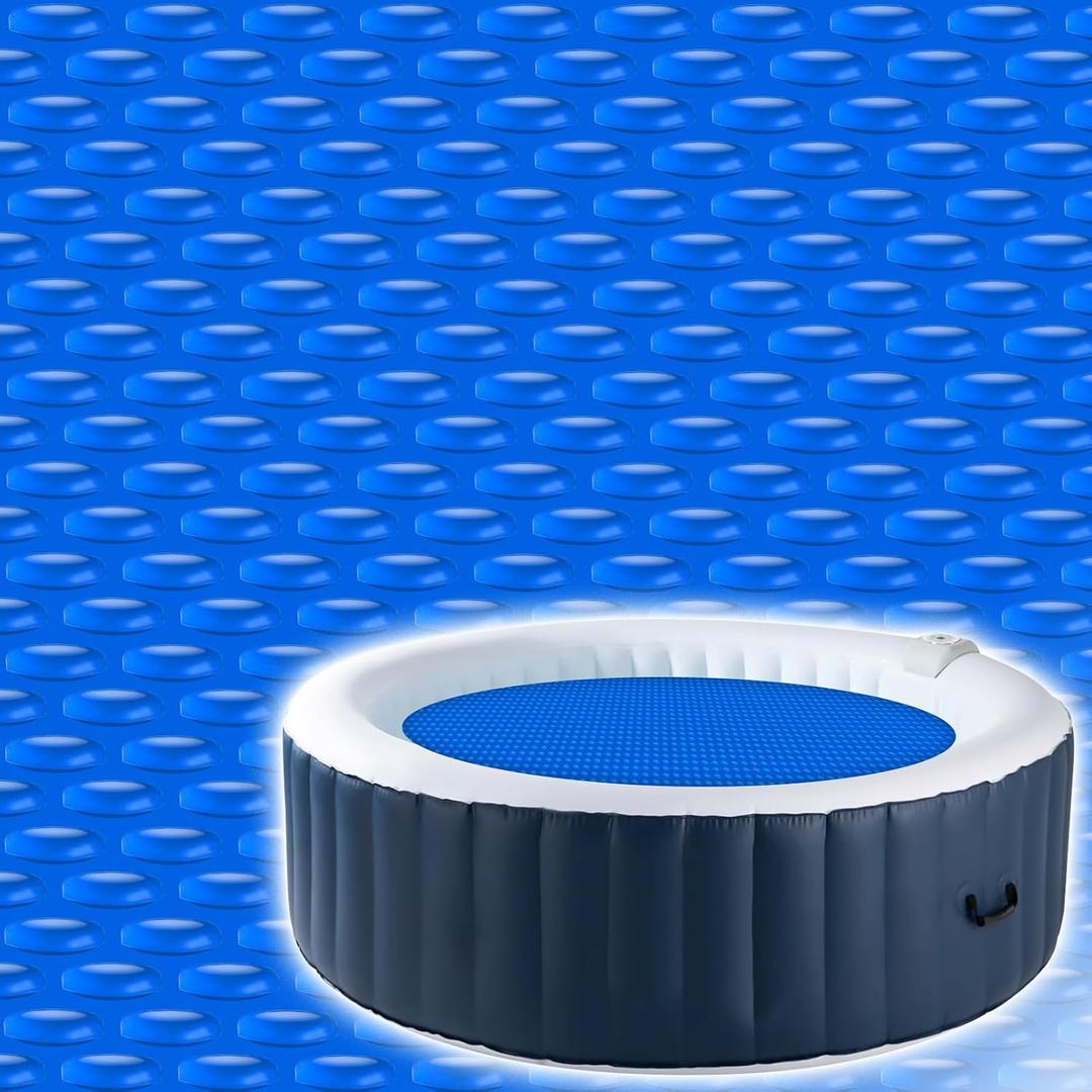 Solar Bubble Hot Tub Spa Cover for 6FT Round Circle Inflatable Swimming Pool Blanket Thermal Floating Insulation 16 Mil Bubble Solar Covers for Indoor Outdoor Spa Hot Tub Wrap Covers