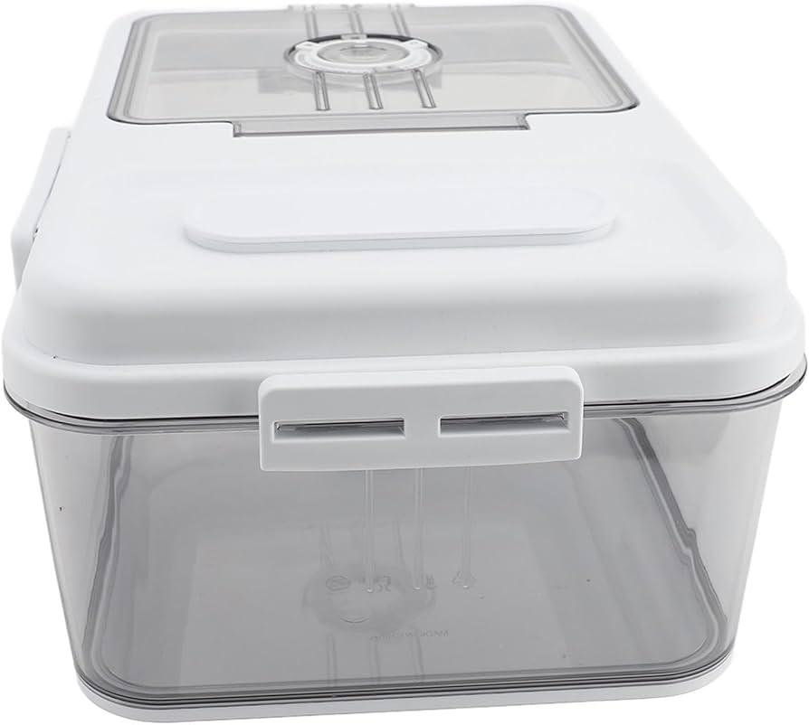 Bread Box, Airtight Dual Silicone Seals Bread Storage Container, Multi Purpose Plastic Keeper with Time Recording Dial Measuring Cup for Homemade Bagel, 2 Packs