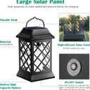 TomCare Solar Lights Outdoor Flickering Flame Metal Solar Lantern Outdoor Hanging Decorative Lanterns Heavy Duty Waterproof Umbrella Decorations Lighting for Patio Garden Deck Yard, 2 Pack (Black)