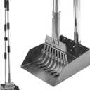 Pooper Scooper Adjustable Dog Pooper Scooper Tray and Rake Set Metal Pooper Scooper Dog Poop Scooper for Yard