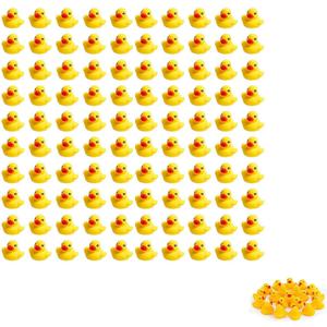 SOHAPY 100Pcs Mini Yellow Rubber Ducks Tiny Baby Shower Rubber Ducks, Squeak Fun Baby Yellow Rubber Bath Toy Float Fun Decorations for Shower Birthday Party Favors Cupcake Carnival Game Gift (100Pcs)