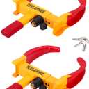 Tevlaphee Wheel Lock Set,Trailer Security Adjustable Anti Theft Trailer Wheel Lock for Car Camper Trailers SUV Boat Motorcycle Great Deterrent 2 Packs 6 Alike Keys