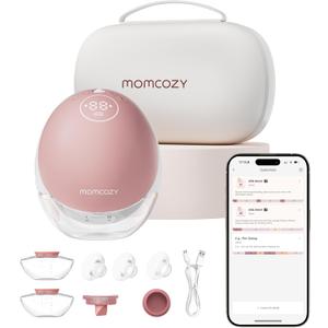 Momcozy Breast Pump Hands Free Upgraded Mobile Flow | M9, App Discreet Control with Personalized Multi-Modes & 15 Levels, Wearable Breast Pump 24mm, 1 Pack Cozy Red