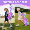 Nattork Toddler Golf Set for Boys Girls Aged 1 2 3 Years Old, Upgraded Kids Golf Cart with 4 Clubs & 12 Balls, Outdoor Indoor Sports Toy Birthday Gift, Rose