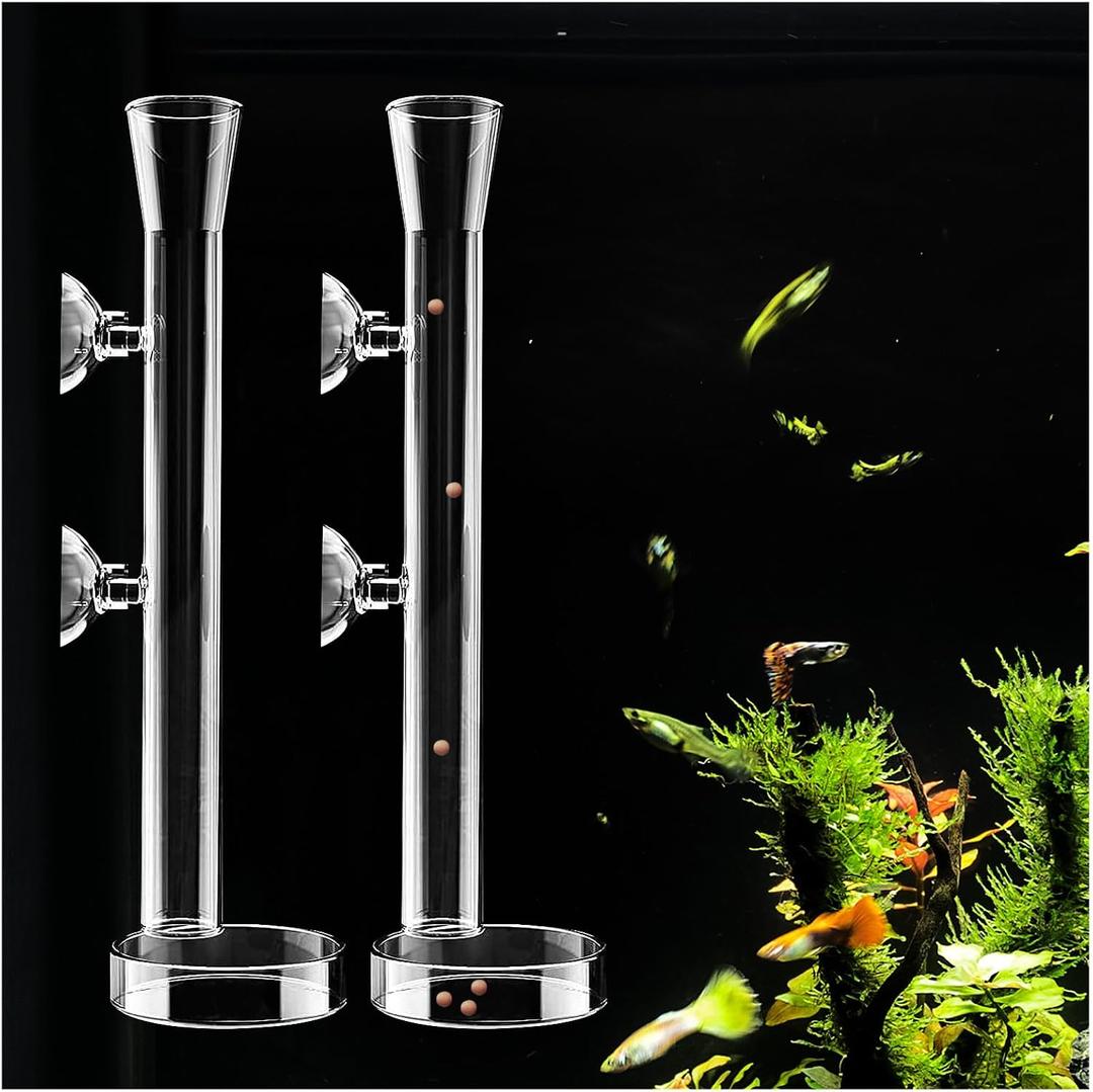 2 x 8 Pcs Shrimp Feeding Tube and Dish,Clear l Glass Fish Feeder Tube Tray for Plant Holder for Aquarium,Fish Tank Feeding Tray (8 inch)