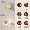 Battery Operated sconces Set of 2 Glass Globe Rechargeable Wall Light Fixture Wireless Wall Lights with Clear Glass Shade for Living Room, Hallway, Bedroom(2 Pack) (3000k,Suspension)