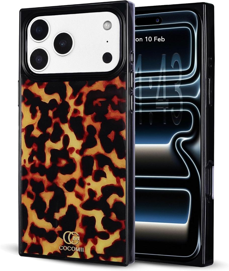 COCOMII Rectangle Case for iPhone 17 Pro Max, Compatible with MagSafe, Amber Tortoiseshell