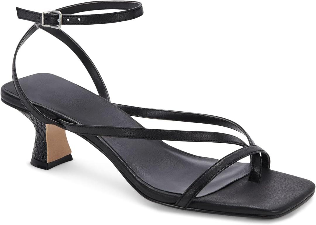 Juliet Holy Womens Strappy Sandals Kitten Heel Open Toe Slingback Ankle Strap Wedding Party Summer Heeled Sandals (11, Black)