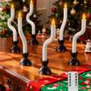 COOLWUFAN Window Candles with Remote Timer, 6 Pcs Flameless Taper Candles Battery Operated with Black Holder, Realistic LED Flickering Flame Dripless, Christmas Decorations Indoor for Home Party Fall