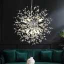 CM MZY Modern Crystal Chandeliers Firework, 8-Light Chrome Dandelion Sputnik Ceiling Light Fixtures, Sputnik Chandelier for Bedroom Living Room Dining Room Kitchen Island Hallway