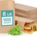MUCHII 8 LB Paper Lunch Bags,100 Count Brown Paper Bags for Lunches, Snacks, Take Out and Small Items