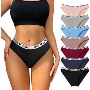 Hotcom Seamless Thongs for Women Cheeky High Cut Breathable Stretch Sexy Ladies Hipster Bikini Panties 7Pack（K8263-XS) Multicolor