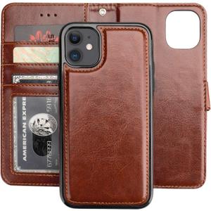 Bocasal for iPhone 11 Wallet Case with Card Holder PU Leather Magnetic Detachable Kickstand Shockproof Wrist Strap Removable Flip Cover for iPhone 11 6.1 inch (Brown)