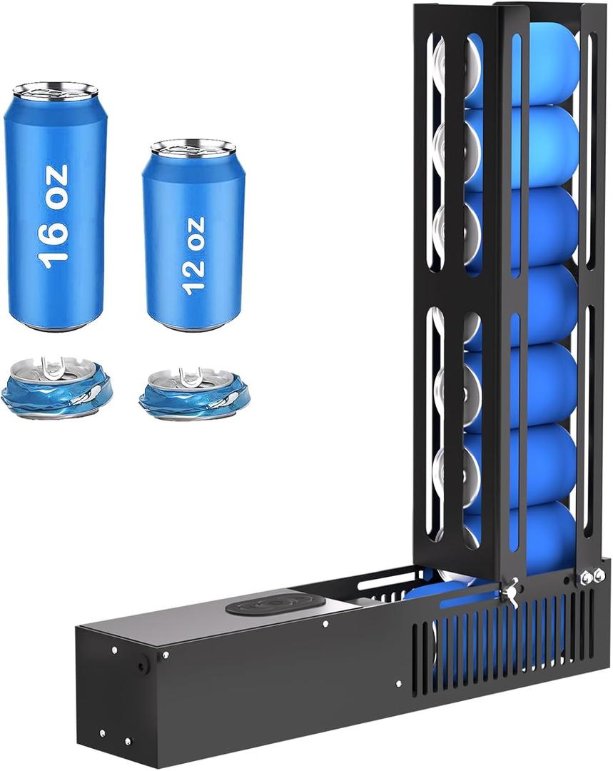 YOTAN Electric Can Crusher, 12oz&16oz Automatic Can Crusher, Can Fill 8 Cans at a Time, Automatic Can Eject, Heavy Duty Can Crushers for Recycling Aluminum Seltzer, Cola, Beer Cans