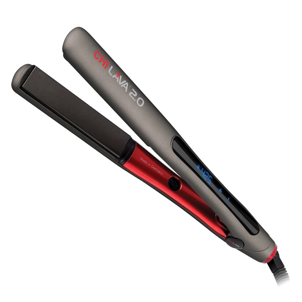 CHI Lava 2.0 Hairstyling Iron, Flat Iron Hair Straightener for an Even & Smooth Finish, Lower Temperature, Ergonomic, Comfortable Design for Easy Use (Grey)