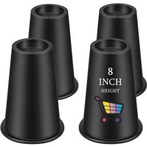 shouwuhho Bed Risers 8 Inch, Heavy Duty Round Furniture Risers Lifts 14" 12" 8" Table, Desk Leg, Sofa, Couch, Adjustable Bed Frame Risers Supports Up to 6,000 Lbs, Black, 4 Pack