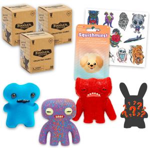 Fuggler Plushies Blind Box Set for Girls - Bundle 3 Fuggler Figures, Plus Sticker & More | Funny Ugly Mystery Plush Set for Boys, Kids