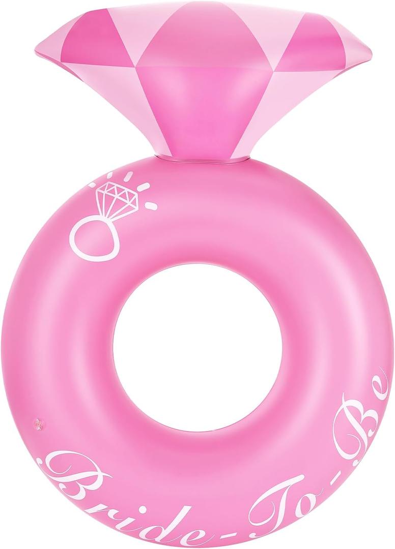 2 x HeySplash Pool Floats, Inflatable Diamond Ring Pool Float, Large Engagement Ring Floatie for Bachelorette Party, Swim Tube River Lake Wedding Bride Stagette Decor Fun Toy Raft for Adults, Pink
