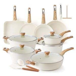 SENSARTE Ceramic Cookware Sets, Pots and Pans Set Non stick, Non toxic Healthy Induction Cookware, 26 Pcs Nonstick Kitchen Cooking Set, w/Frying Pans Set, Saucepans Set