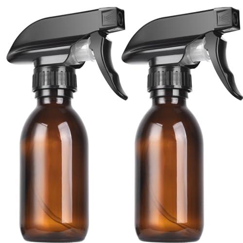 4oz Amber Glass Spray Bottles (2 Pack) - Refillable with Dropper, Funnel & 4 Labels | UV Protection for Essential Oils, Hair Care, Cleaning Solutions