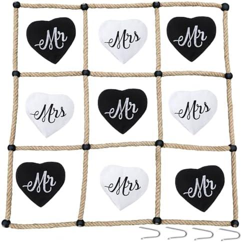 VercanMonth 3 x 3 ft Wedding Game for Reception Instant Setup No Assembly Outdoor Game Bean Bag Toss with Rope Yard Backyard Lawn Games for Wedding