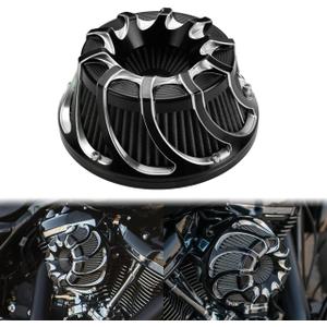 Motorcyle Air Cleaner CNC Air Filter Turbine Intake Kit Fit for Harley Sportster XL Touring Softail Dyna (Black, C For Touring 08-16,Softail 16-17,Trike 08-16)
