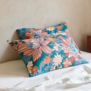 1000 Thread Count Pillowcases Set of 2-100% Organic Washed Cotton 20"x30" Queen Pillow Cases with Zipper, Floral Pattern Soft Skin-Friendly Bed Pillow Cover for Comfy Sleeping