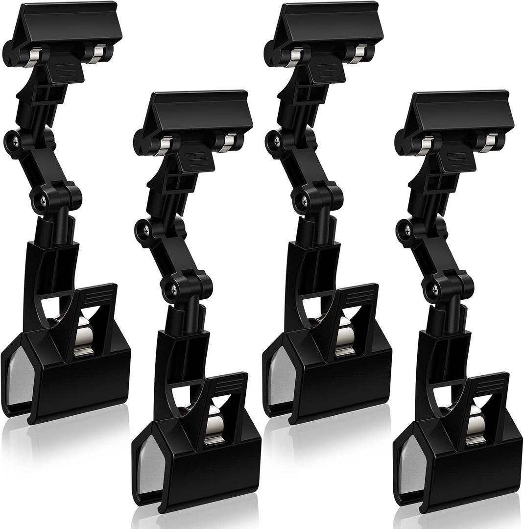 Pack of 4 Flexible Documents Holder Foldable Adjustable Copy Paper Holder Clip for Computer Monitor Handy Artist Supplies Rack Canvas Clamp Double Head Typing Painting Easel Accessory(Black)