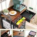 Rolling Coffee Bar Cart for Small Spaces, Coffee Station Cabinet with Storage, Apartment Coffee Nook, Side Syrup Rack, Tea Pod Drawer, Magnetic Doors, Lockable Wheels, Rustic Brown