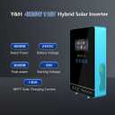 Y&H 4000W Hybrid Solar Inverter DC24V 120VAC Pure Sine Wave Output Battery-Free Starting, Built-in 140A MPPT Charger, 6.25" Touch LCD, UPS/Line/Battery Mode, for Off-Grid Home/RV/Energy Storage System