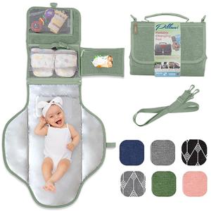 Portable Changing Pad for Baby, Travel Diaper Changing Pad for Newborn, Large Waterproof Baby Changing Mat, Foldable & Detachable Diaper Changing Station with Baby Wipes Pockets, Baby Stuff by Pillani (Sage Green)