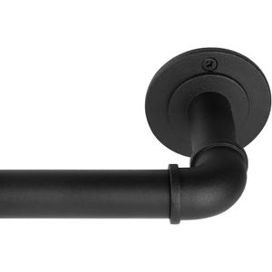 Rustic Curtain Rod, Industrial Curtain Rods for Windows 28 to 48 Inches, Blackout Wrap Around Curtain Rod, for Indoor and Outdoor, Simple Modern Design, 33 to 45 Inches, Black