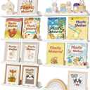 Lifewit Plastic Nursery Floating Book Shelves 8 Pack, 15"x3.4" White Clouds Plastic Wall Shelf for Bedroom Kids, Hanging Bookshelf Racks for Baby Toddler Children Room Decor