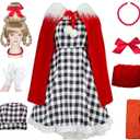 Cindy Loo Costume Kids Girls Christmas Costume Cindy Dress Cape Wig Halloween Cosplay Costume Accessories (Small)