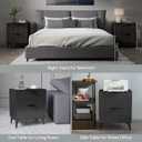 Wood Night Stand Set 2 Fluted Dresser for Bedroom 2 Drawers End Tables Nightstands Set of 2, Storage Modern Bedside Table Set of 2, Black Nightstand, 22.64" x 11.81" x 16.93"