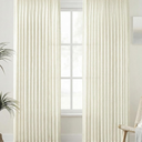PANGSINNE Linen Pinch Pleated Curtains 80 Inches Long 2 Panels  Thick Textured Hooks Rings Back Tab Boho Neutral Light Filter Curtain Drapes