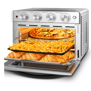 Geek Chef Air Fryer Toaster Oven 26 QT, Large AirFryer Convection Countertop Oven Combo with Easy Bake, Roast, Broil, Warm, 6 Slice Toast 7-in-1 Functions, 3 Layers with 4 Accessories,Stainless Steel