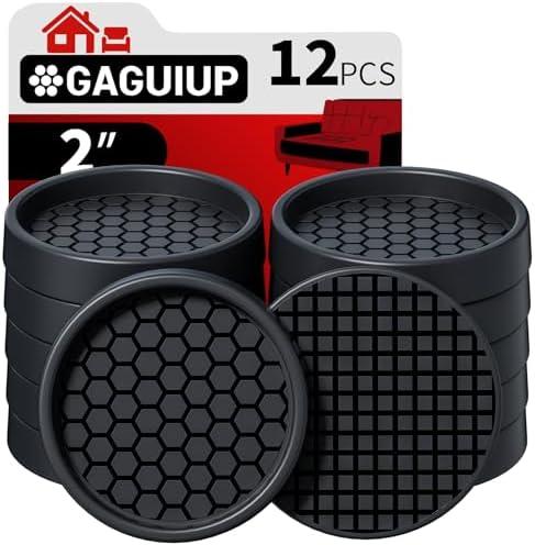 Non Slip Furniture Pads - 2" Anti Skid Caster Cups, 11PCS Round Furniture Coasters for Hardwood Floors, Anti Slide Furniture Cup Bed Couch Floor Protectors,Furniture Stoppers to Prevent Sliding(Black)